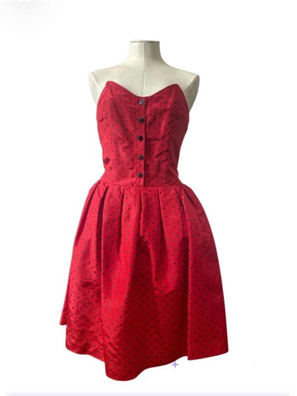 VNTG NWT Danny Noble red polka dot dress rockabilly" “pin-up" silhouettes size 8